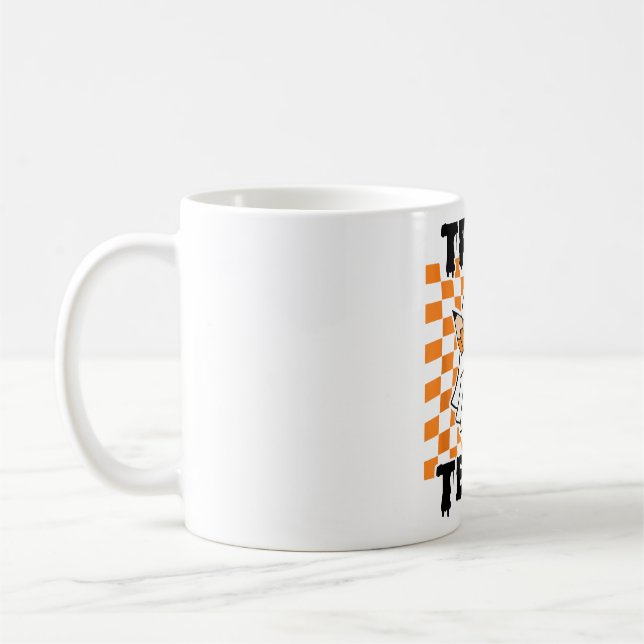 Taza De Café Trick O Teach Ghost Retro Groovy Halloween Teache (Izquierda)