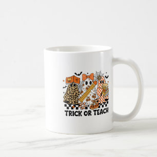 Taza De Café Trick O Teach Ghost Teacher Halloween Retro Cherr