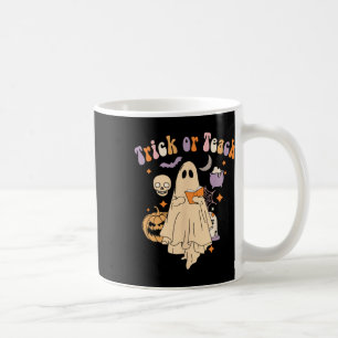Taza De Café Trick O Teach Groovy Teacher Halloween Retro Flor
