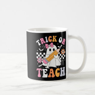 Taza De Café Trick O Teach Groovy Teacher Halloween Retro Flor