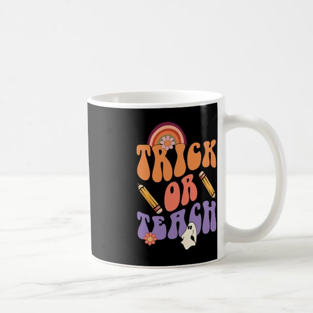 Taza De Café Trick O Teach Retro Cae Halloween Disfraces Teach (Derecha)