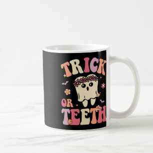 Taza De Café Trick O Teeth Ghost Groovy Dental Halloween