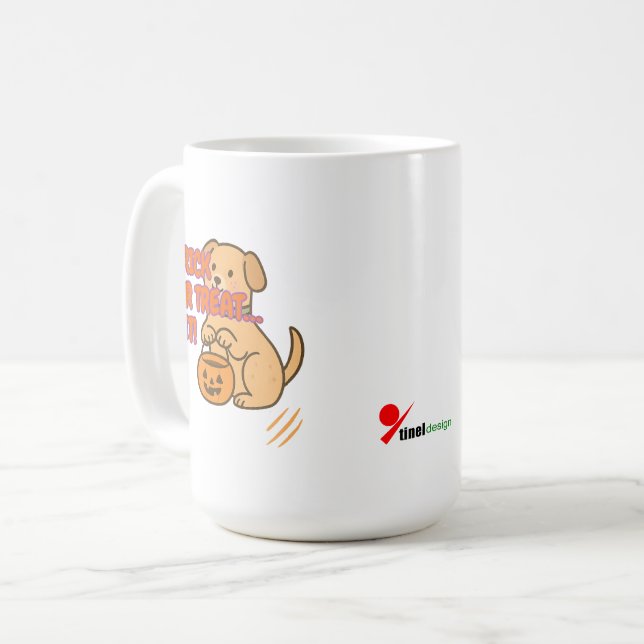 Taza De Café Trick o Treat... siéntate! Gracioso diseño de perr (Anverso izquierdo)