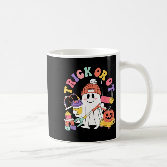 Taza De Café Trick Or Ot Occupational Therast Ghost Halloween W (Derecha)