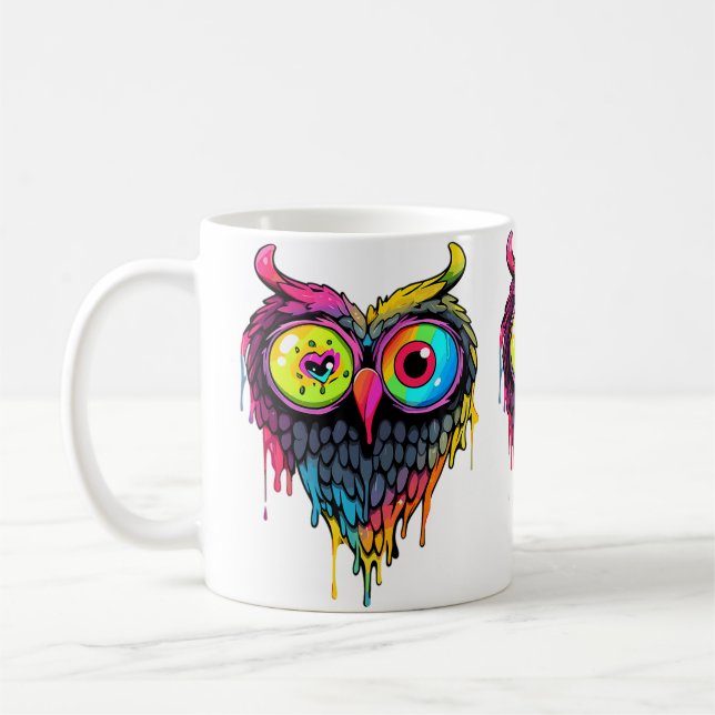 Taza De Café Triippy Party Edm Owl Music Lover (Izquierda)