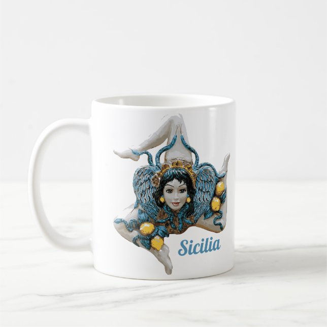 Taza De Café Trinacria of Sicily Three Legged symbol Sicilia (Izquierda)