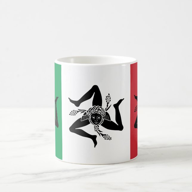 Taza De Café Trinacria siciliano en bandera italiana (Centro)