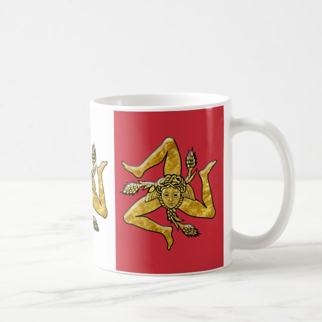 Taza De Café Trinacria siciliano en bandera italiana (Derecha)
