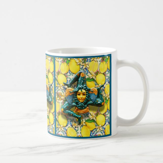 Taza De Café Trinacria Sicily Italia Orgullo Lemon Tile Medusa (Derecha)