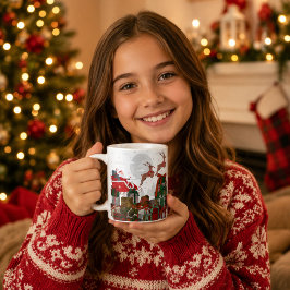 Taza De Café Trineo y renos de Santa personalizados para Navida