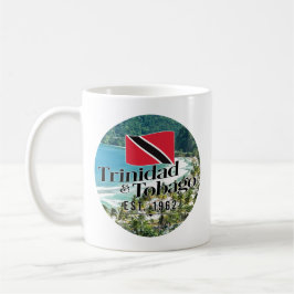 Taza De Café "Trinidad y Tobago Este. Playa Con Bandera De 1962