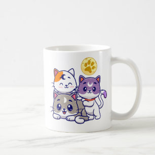 Taza De Café Trio Adorable - Tres Gatos Cubiertos