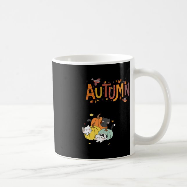 Taza De Café Trio Cute Calabaza Gatos Hola Otoño Funny (Derecha)