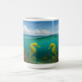 Taza De Café Trio de caballito de mar en el arrecife de coral