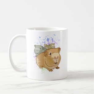 Taza De Café Trío de Conejillos de Indias Coloridos Salpicadura