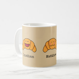 Taza De Café Trío de croissants locos con nombres personalizado