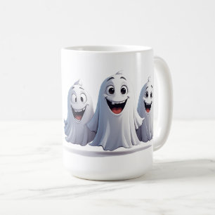 Taza De Café Trío de fantasmas amistosos compartiendo diversión