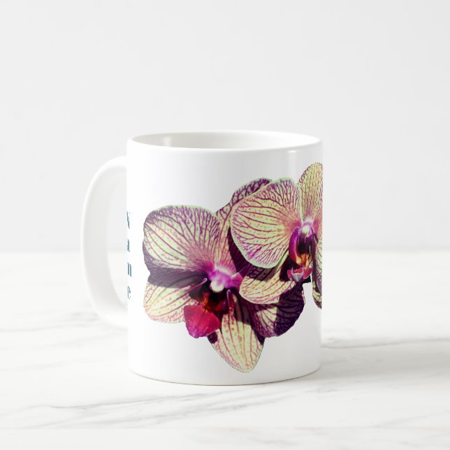 Taza De Café Trío de flores orquídeas personalizado (Anverso izquierdo)