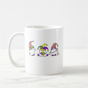 Taza De Café Trío de Gnomos de Mardi Gras Divertido Carnaval