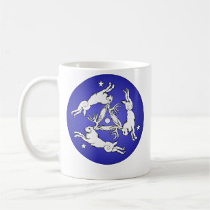 Taza De Café Triple Jackalope blanco sobre azul