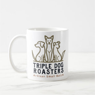 Taza De Café Triple perrino asador blanco