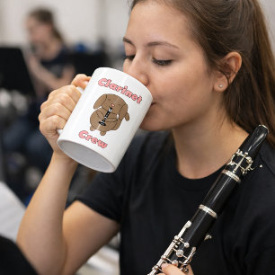 Taza De Café Tripulación de Clarinete Adorable Cachorro Marrón
