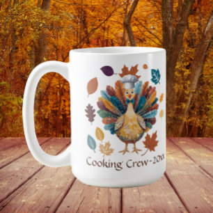 Taza De Café Tripulación de Cocina Pavo Peregrino Día de Acción