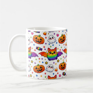 Taza De Café Tripulación de fiesta espeluznante arcoíris 🦇🌈