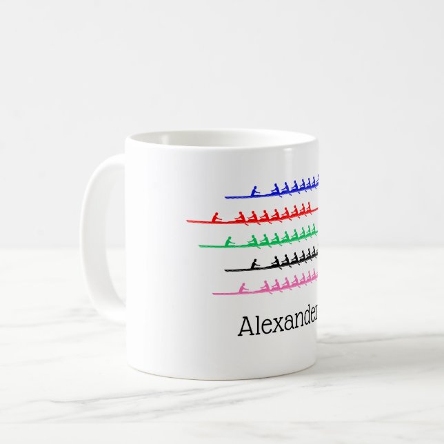 Taza De Café Tripulación Remo en Línea - Hasta Cinco Botes (Anverso izquierdo)