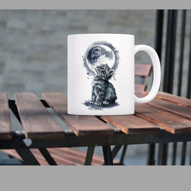Taza De Café Triste gato con luna (Subido por el creador)