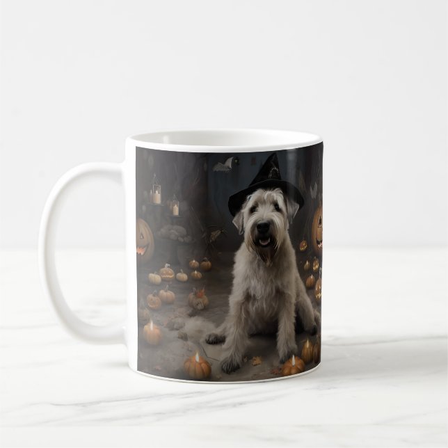 Taza De Café Triste miedo por las calabazas de Wheaten Terrier  (Izquierda)
