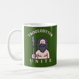 Taza De Café "TROGLODYTES UNITE" gracioso cavernícola de la eda