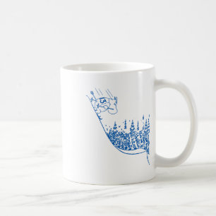 Taza De Café Troll Moomintroll azul esquiando por la pendiente