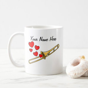 Taza De Café Trombone Hearts Trombonista Personalizado de Músic