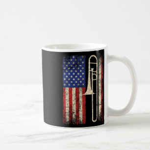Taza De Café Trombone Usa Bandera Estadounidense Jazz Etiqueta