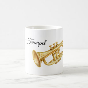 Taza De Café Trompeta Instrumento Musical de Oro
