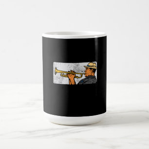 Taza De Café Trompetista Retro Trompeta Música Jazz