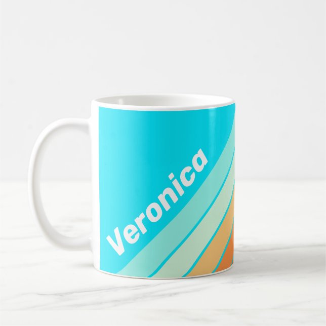 Taza De Café Tropic Splash Striped with Name (Izquierda)