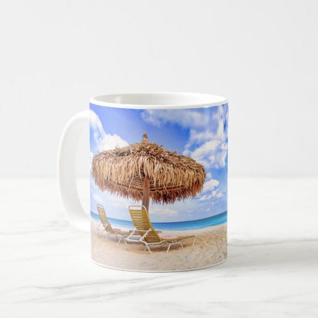 Taza De Café Tropical Beaches | Aruba Sandy Beach (Anverso izquierdo)