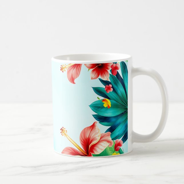 Taza De Café Tropical Bold Watercolor Mug – Vibrant Palm (Derecha)
