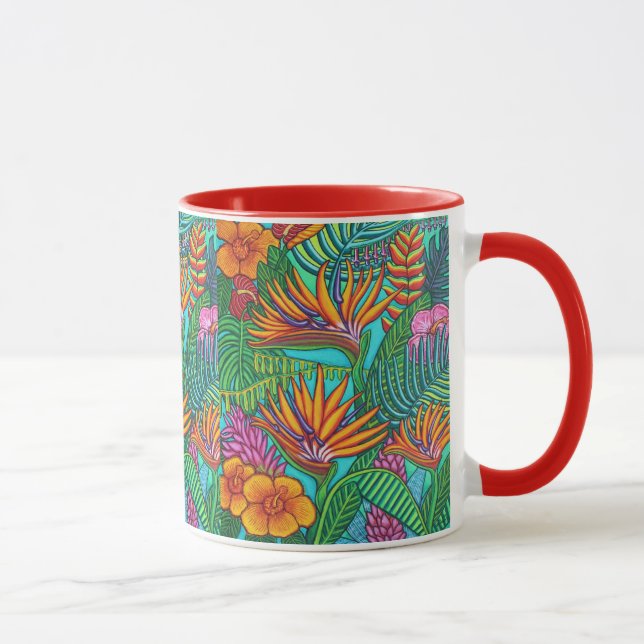 Taza de café tropical de las gemas