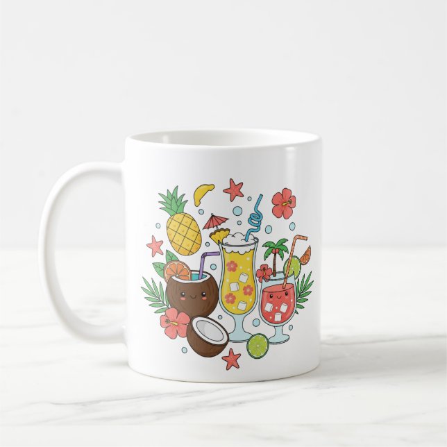 Taza De Café Tropical Drinks – Cute Summer Cocktail Mug (Izquierda)
