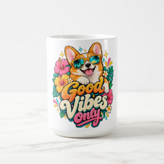 Taza De Café Tropical Feliz Corgi Sólo Buenos Mome
