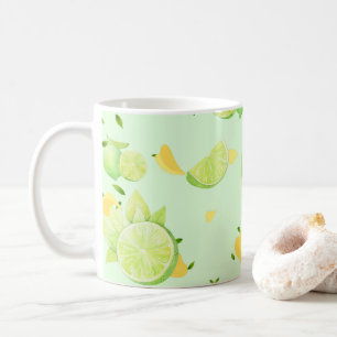 Taza De Café Tropical Green Citrus SUMMER Naranja Lemon Slice