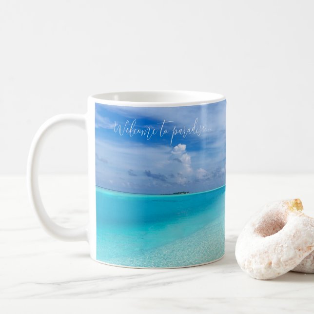 Taza De Café Tropical marítimo personalizado (Con donut)