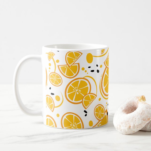 Taza De Café Tropical Naranja Slices Bodas Citrus Fruta de vera (Con donut)