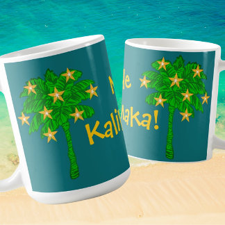 Taza De Café Tropical Palm Tree Stars Personalized