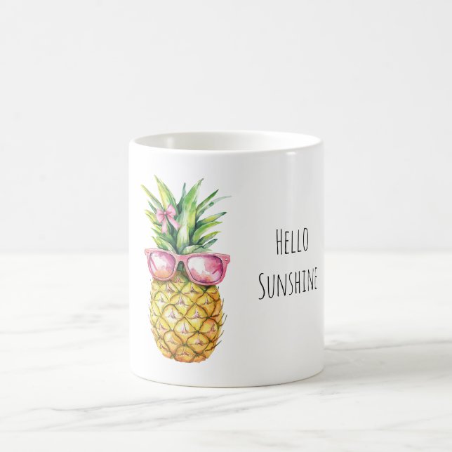 Taza De Café Tropical Pineapple Pink Sunglasses Hello Sunshine (Centro)