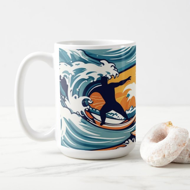 Taza De Café Tropical Surfer (Con donut)