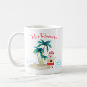 Taza De Café Tropical Surfing Santa Mele Kalikimaka Navidad